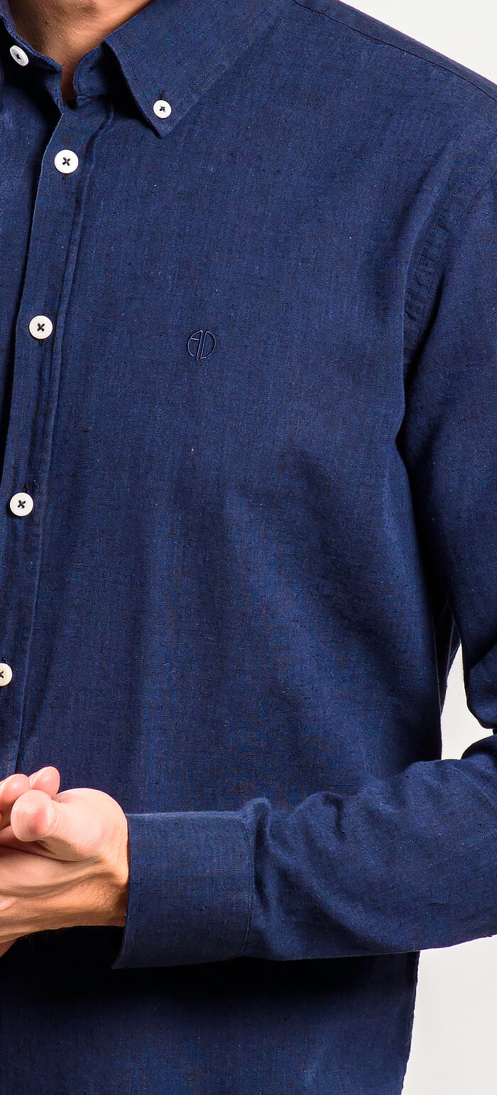 Navy Blue Extra Slim Fit Linen Shirt