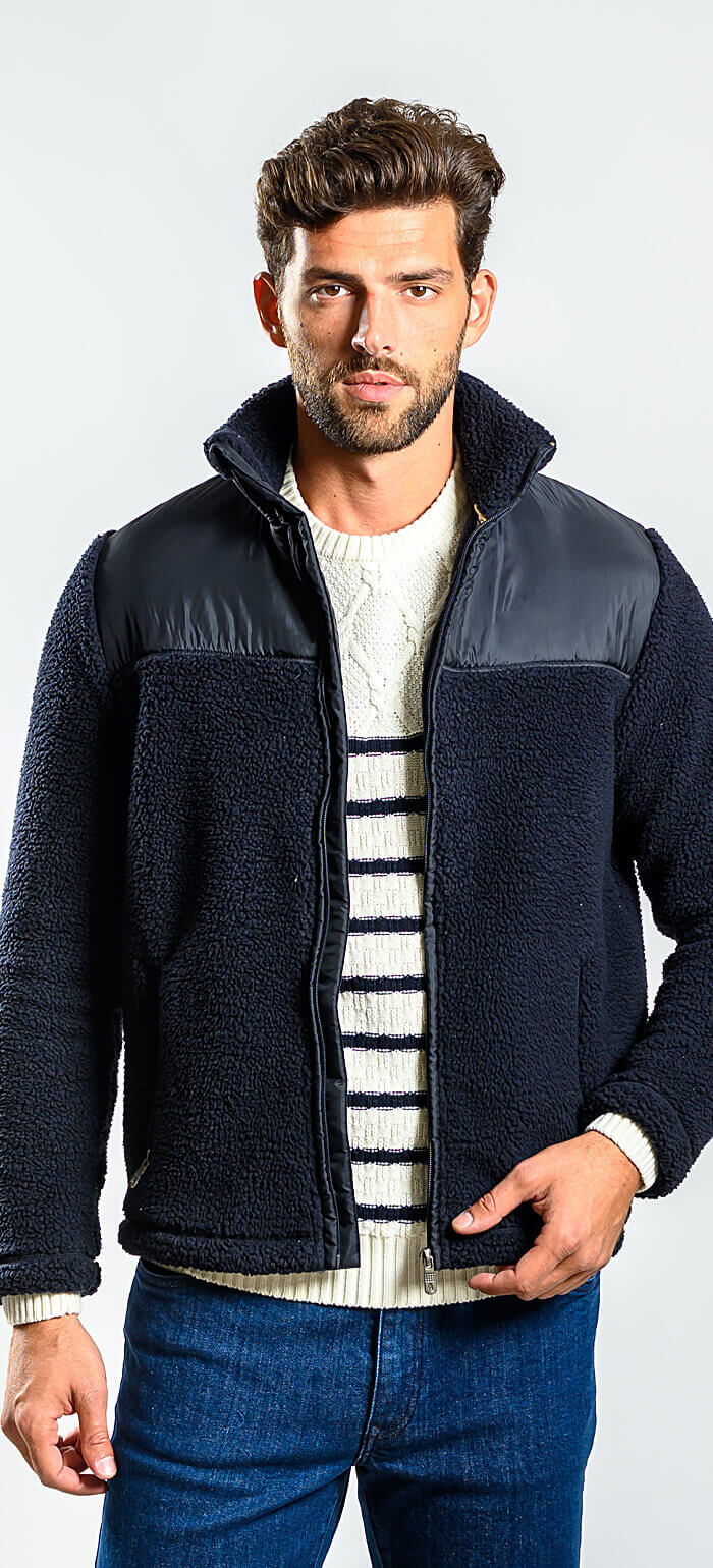 Navy blue fleece jacket