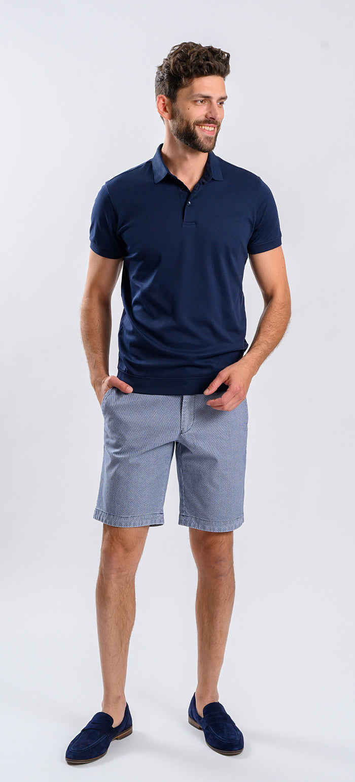 Navy blue polo shirt with patent