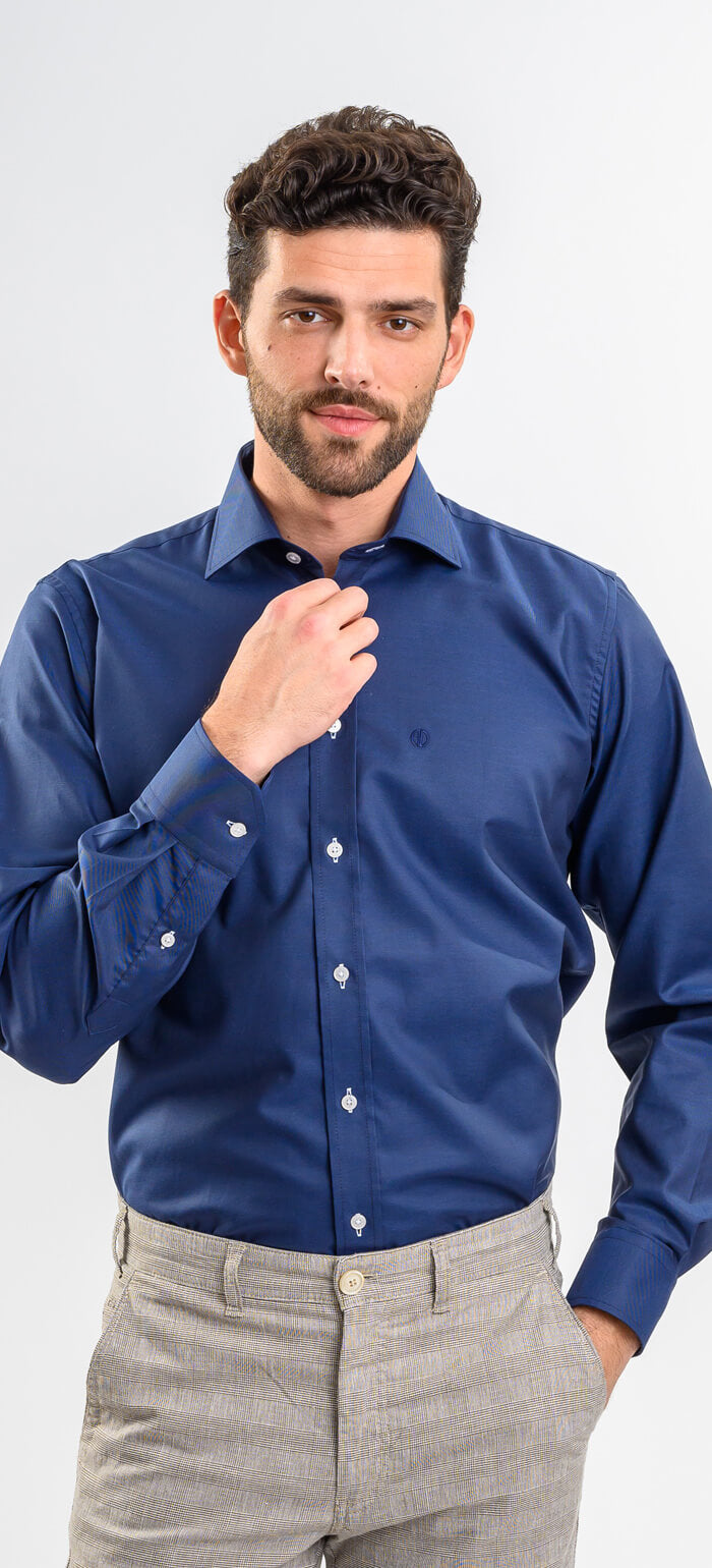 Navy blue slim fit shirt