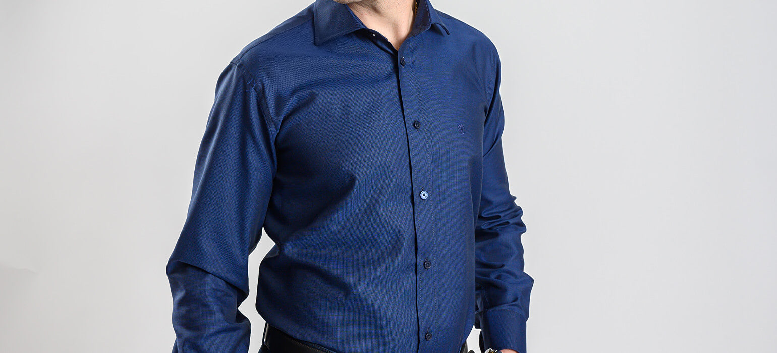 Navy blue slim fit shirt