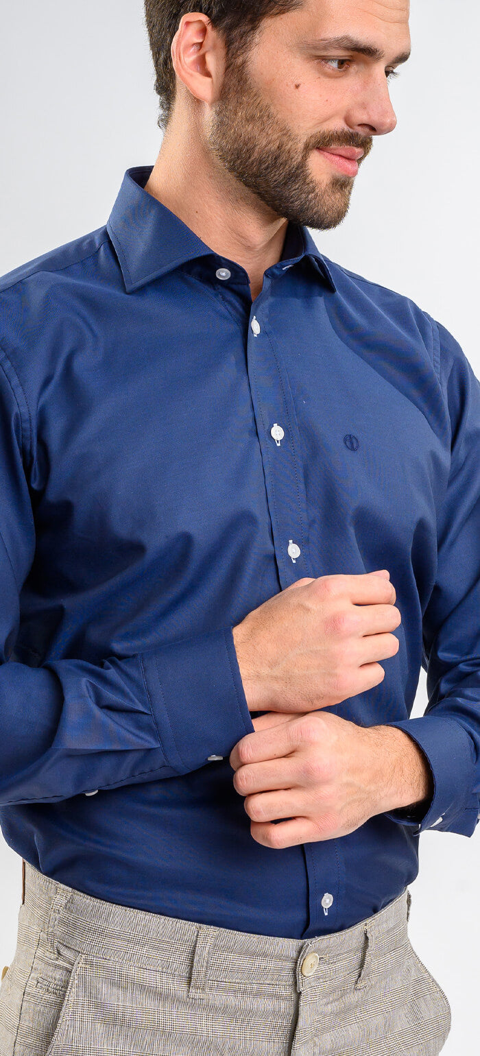 Navy blue slim fit shirt