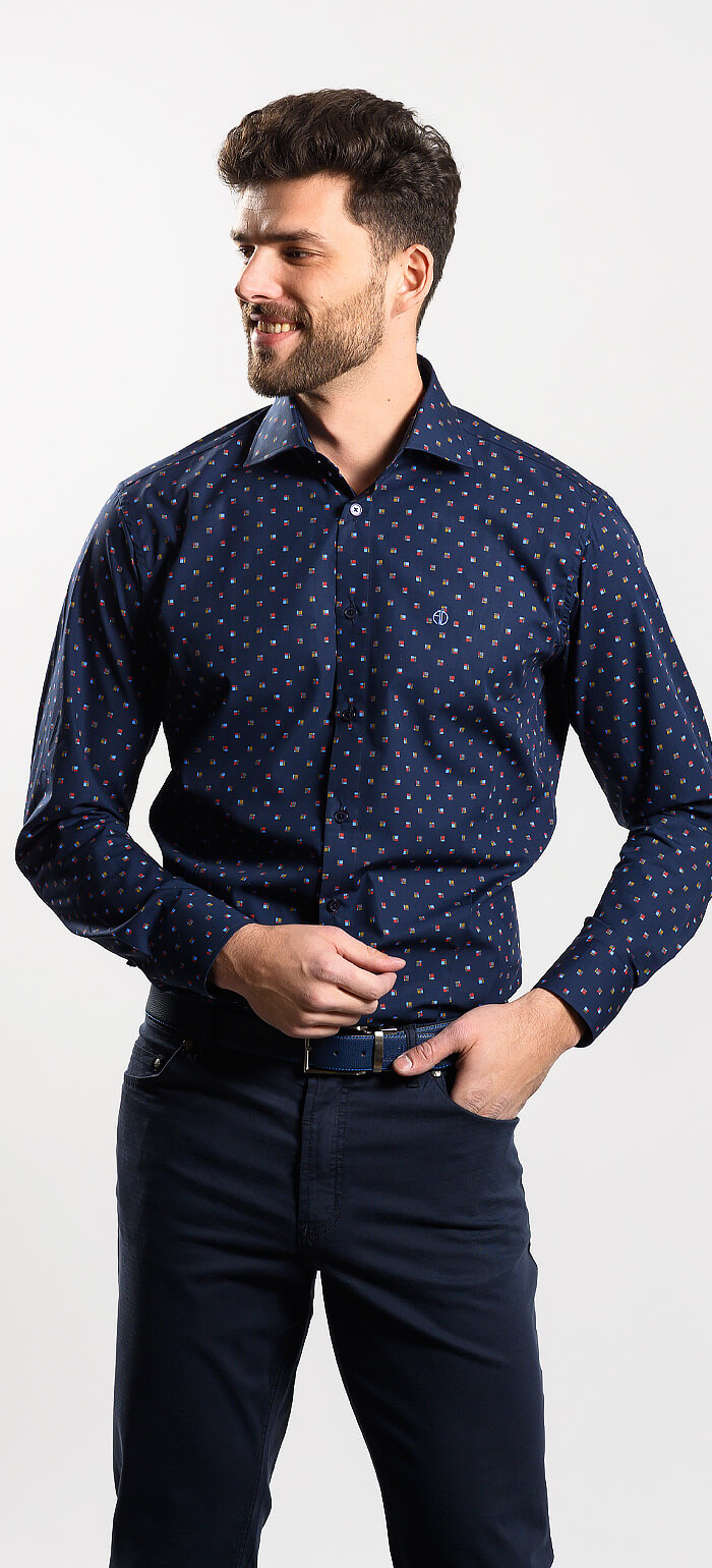 Navy Blue Casual Extra Slim Fit Shirt
