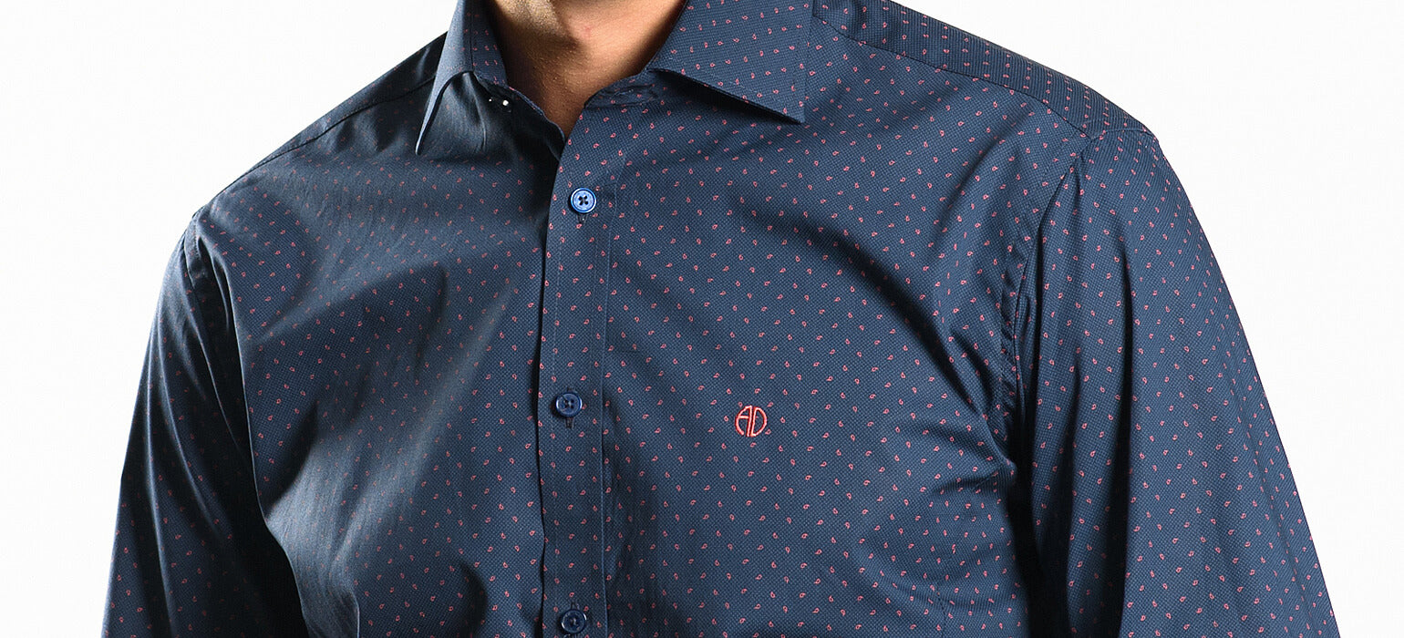 Navy Blue Patterned Extra Slim Fit Shirt