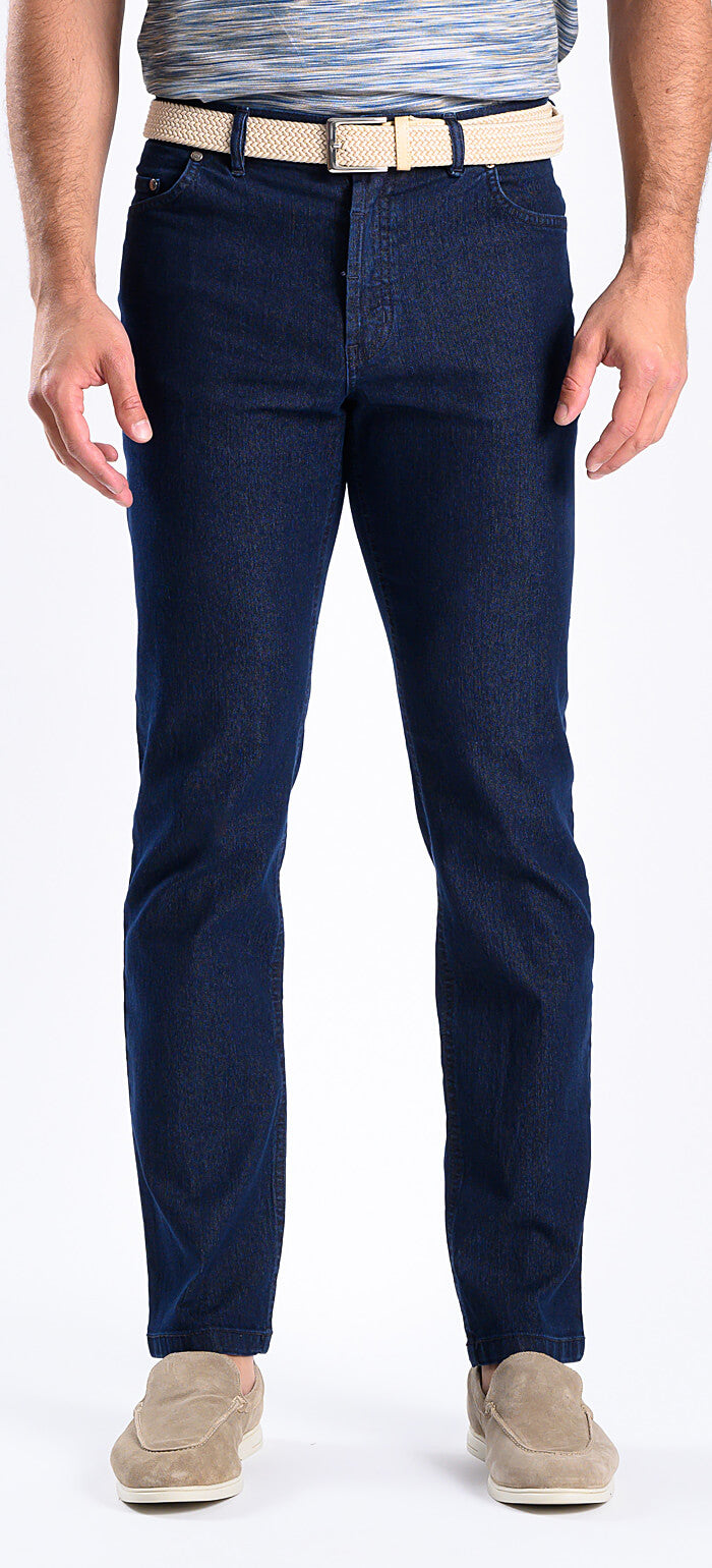 Dark blue straight-leg jeans