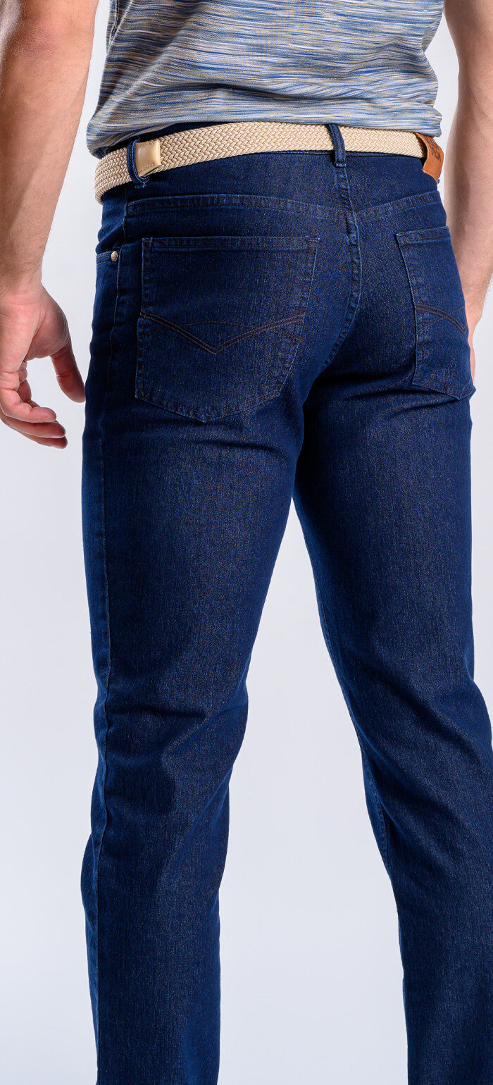Dark blue straight-leg jeans