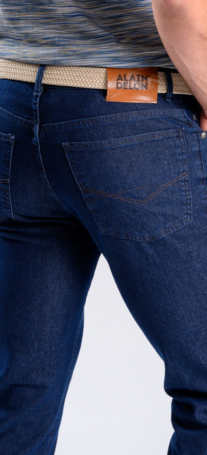 Dark blue straight-leg jeans