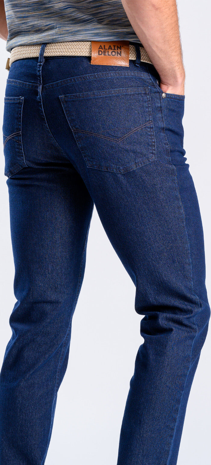 Dark blue straight-leg jeans