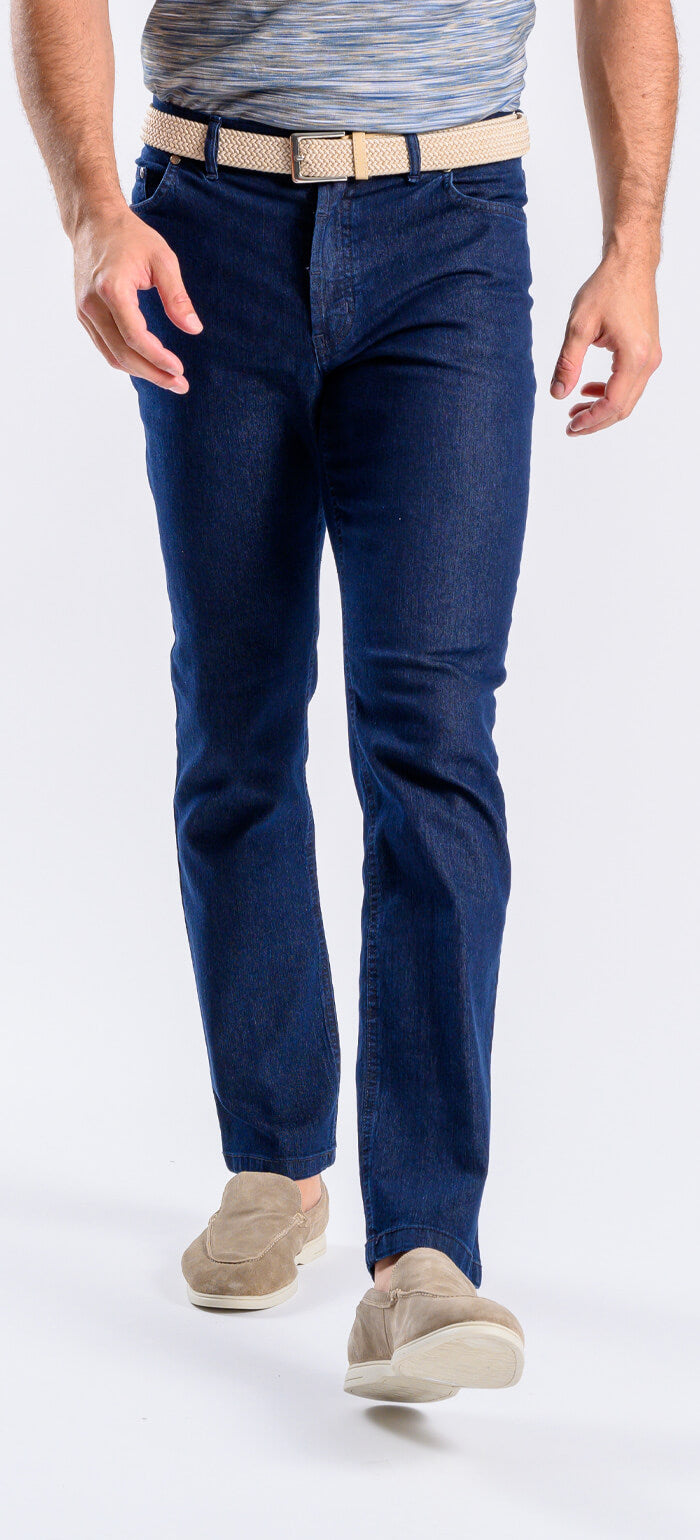 Dark blue straight-leg jeans