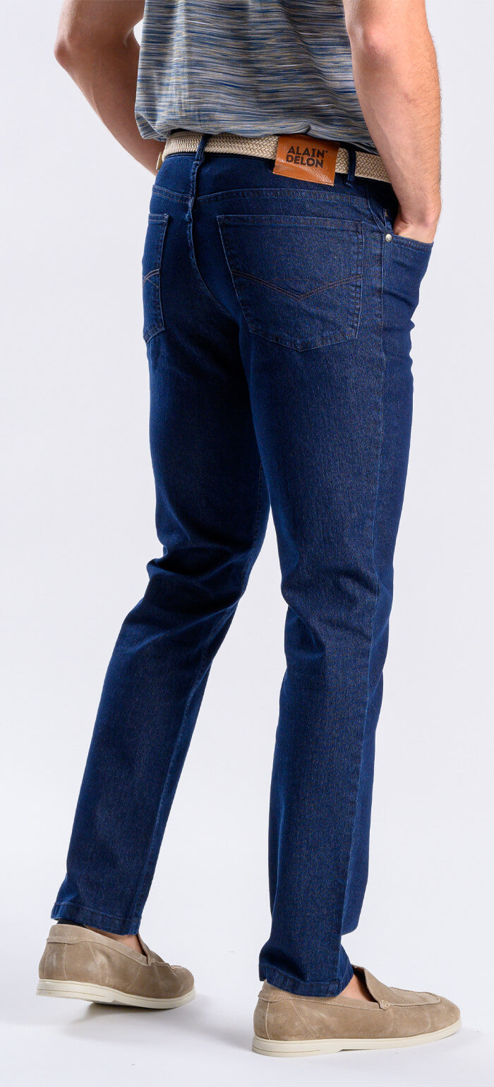 Dark blue straight-leg jeans