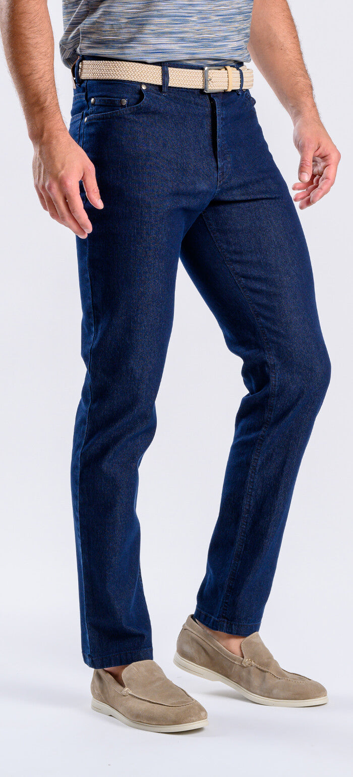 Dark blue straight-leg jeans