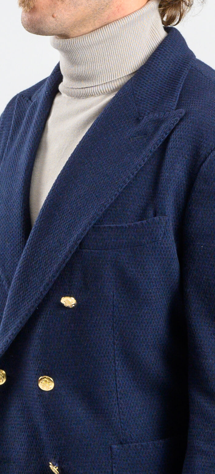 Navy blue club blazer with double-breasted fastening