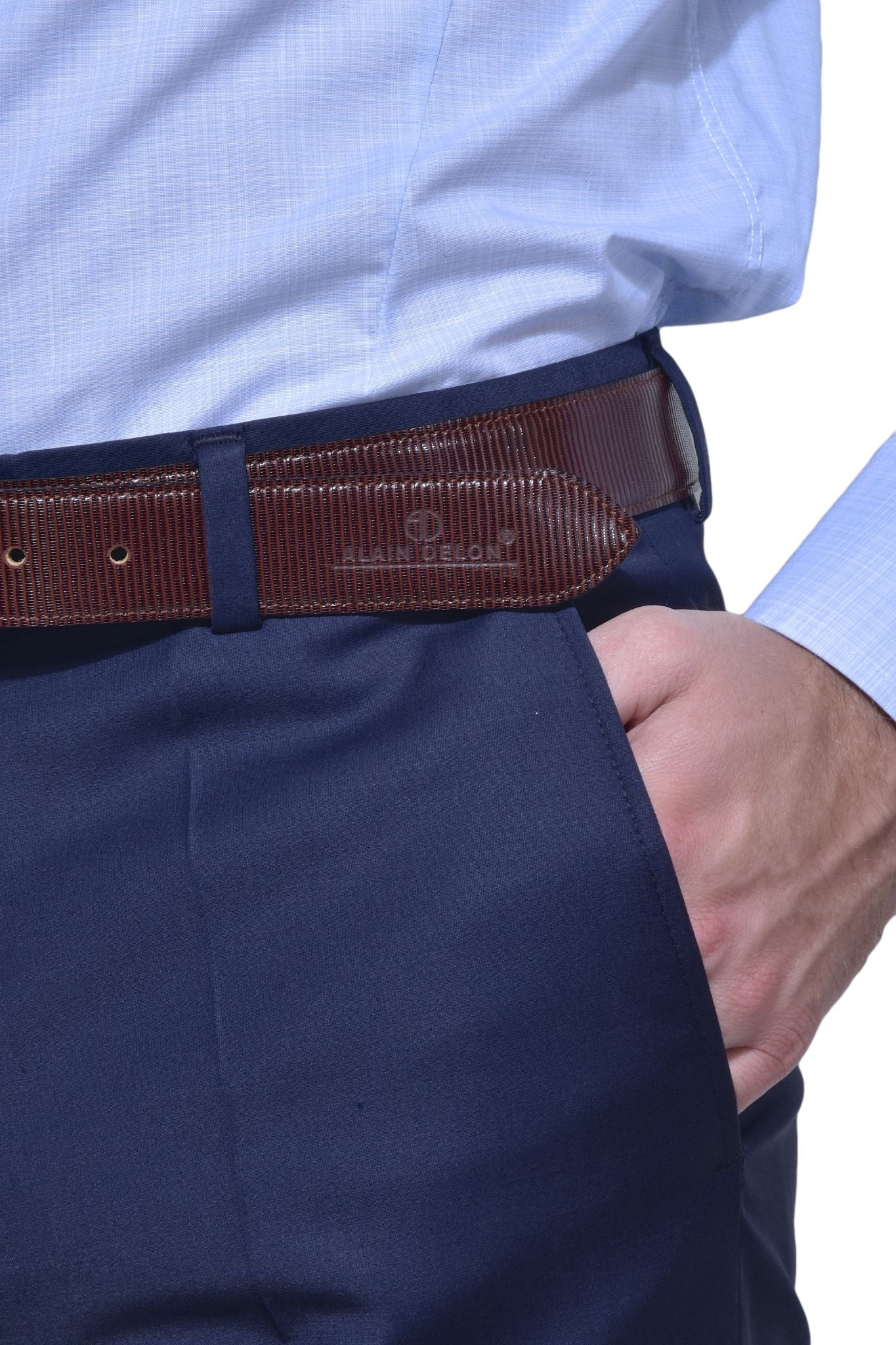 Navy blue suit trousers