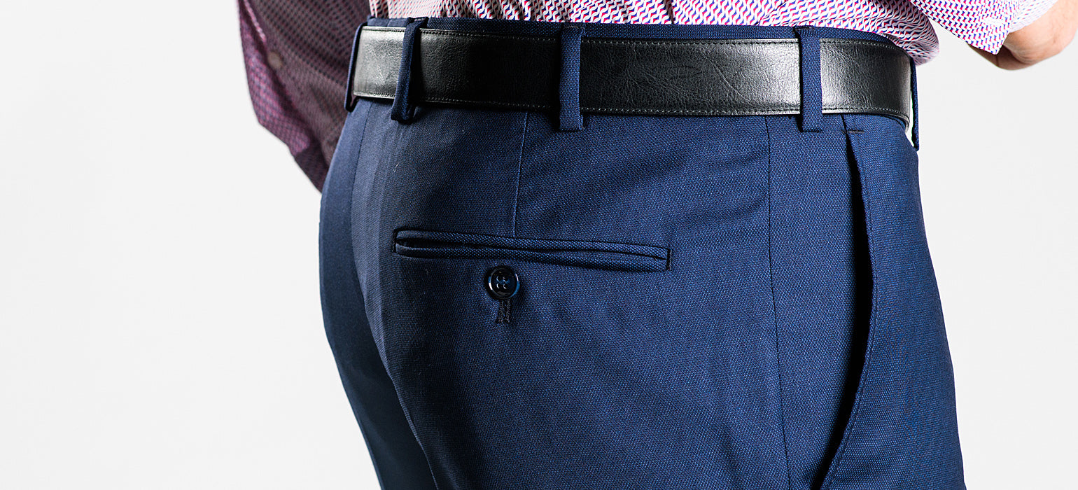 Navy blue suit trousers