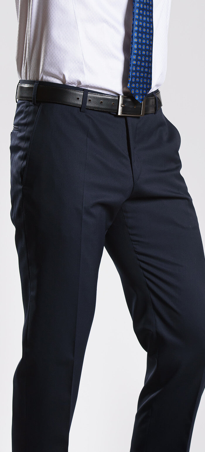 Navy blue suit trousers