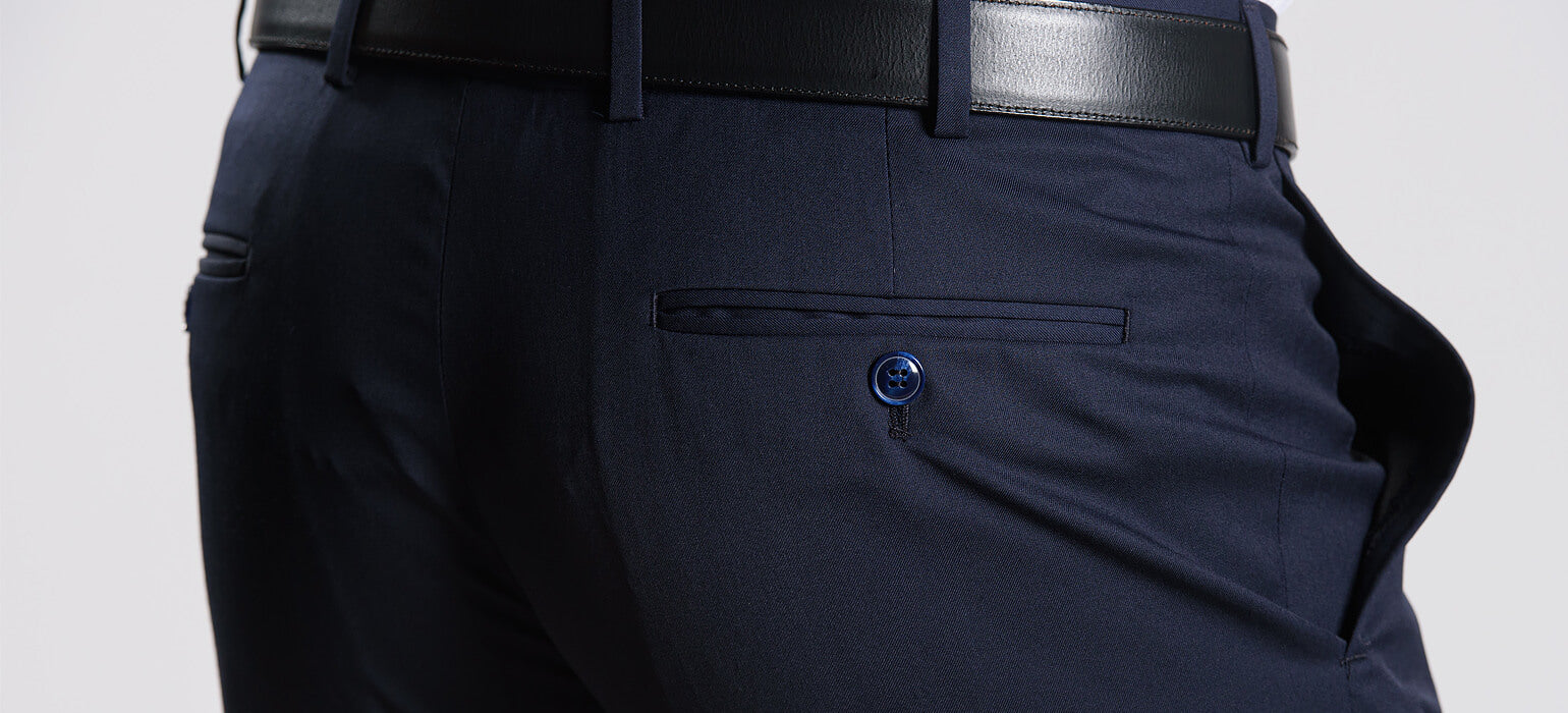 Navy blue suit trousers