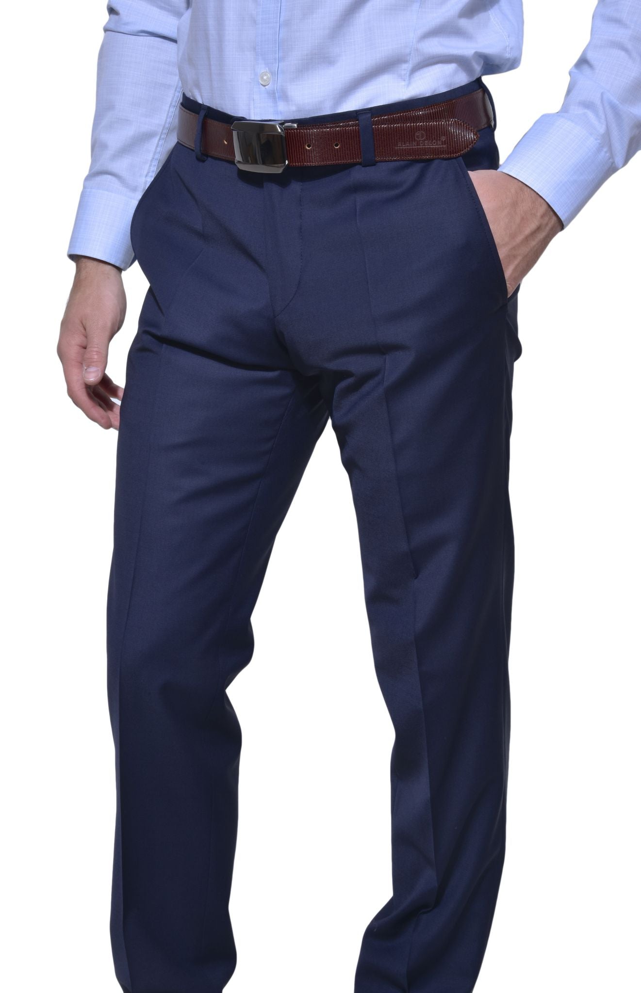 Navy blue suit trousers