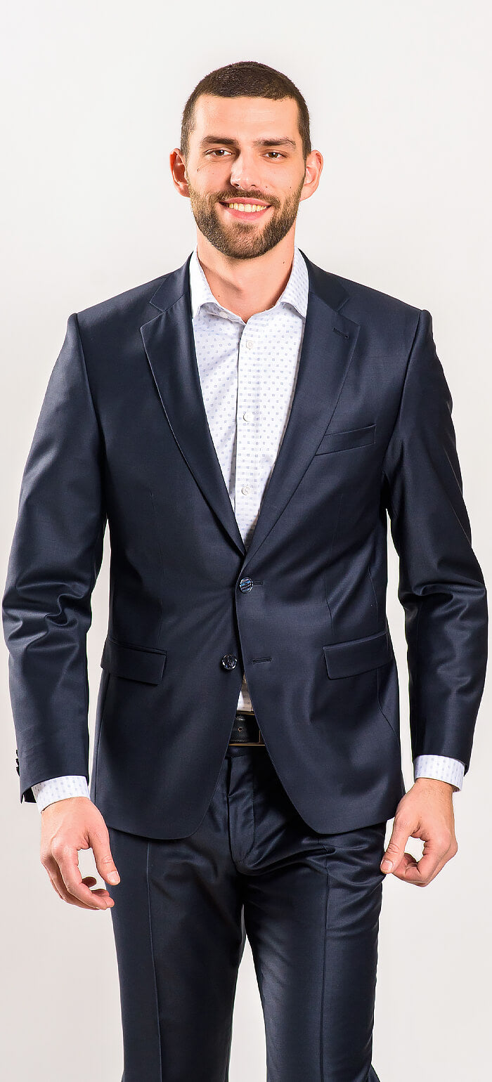 Navy blue slim fit suit jacket