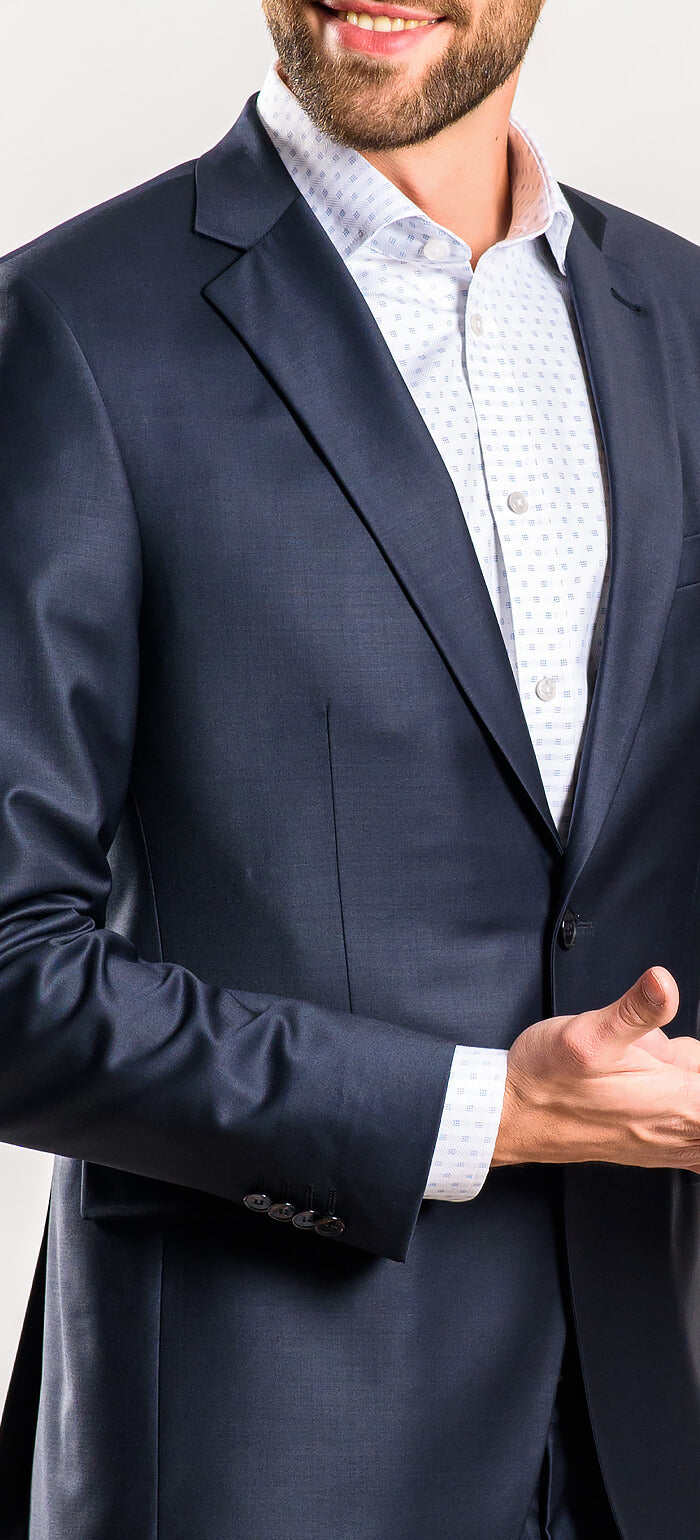 Navy blue slim fit suit jacket