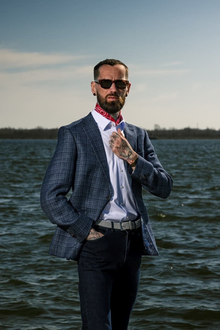 Navy blue structured jacket