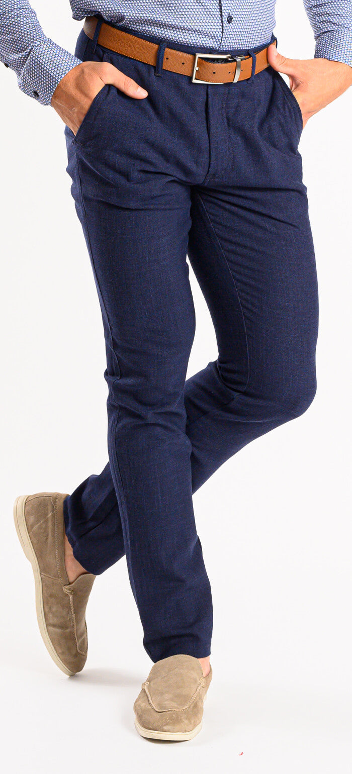 Navy blue linen casual pants