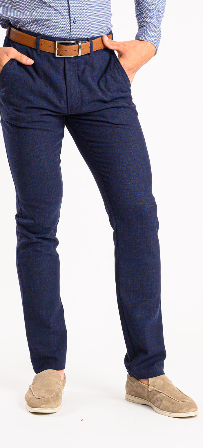 Navy blue linen casual pants