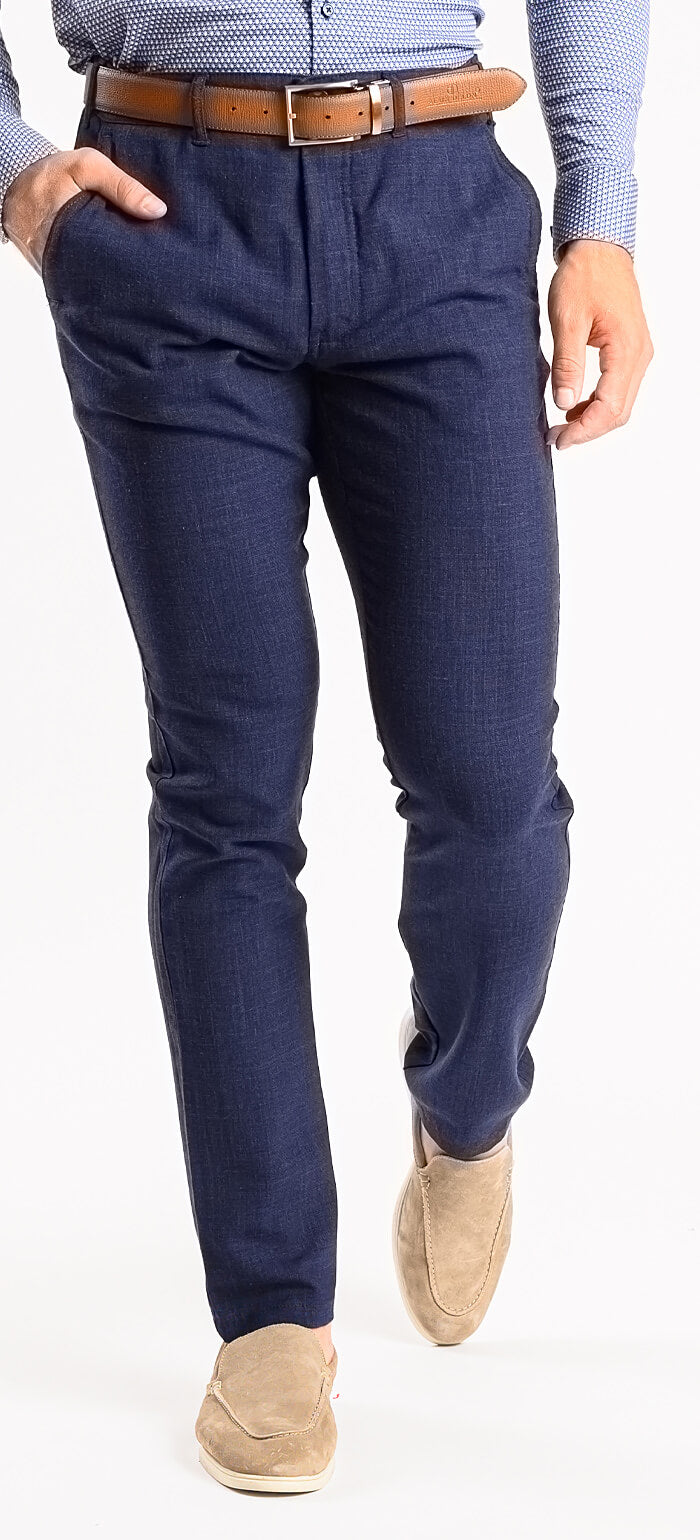 Navy blue linen casual pants