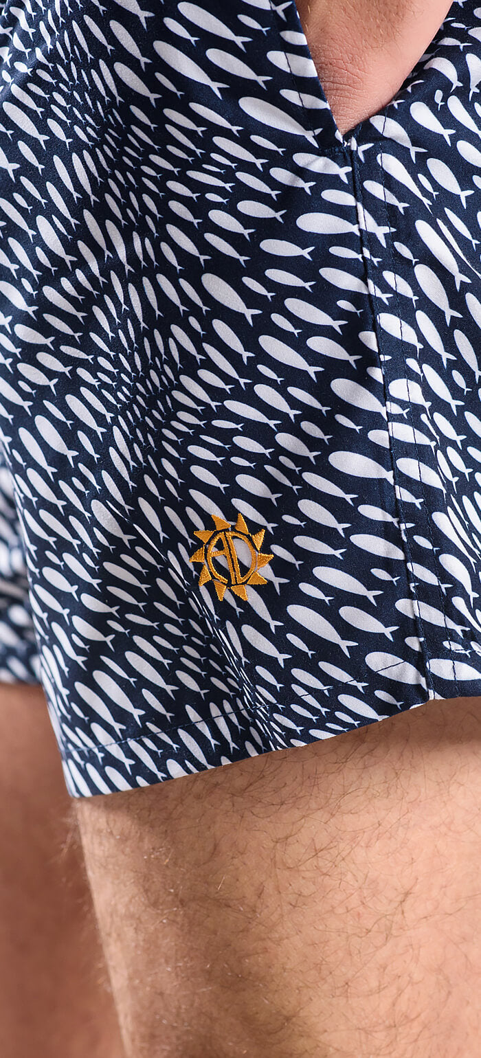 Navy blue patterned swimsuit