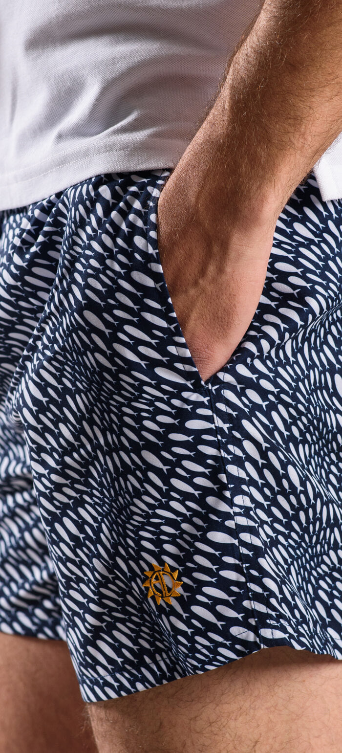 Navy blue patterned swimsuit