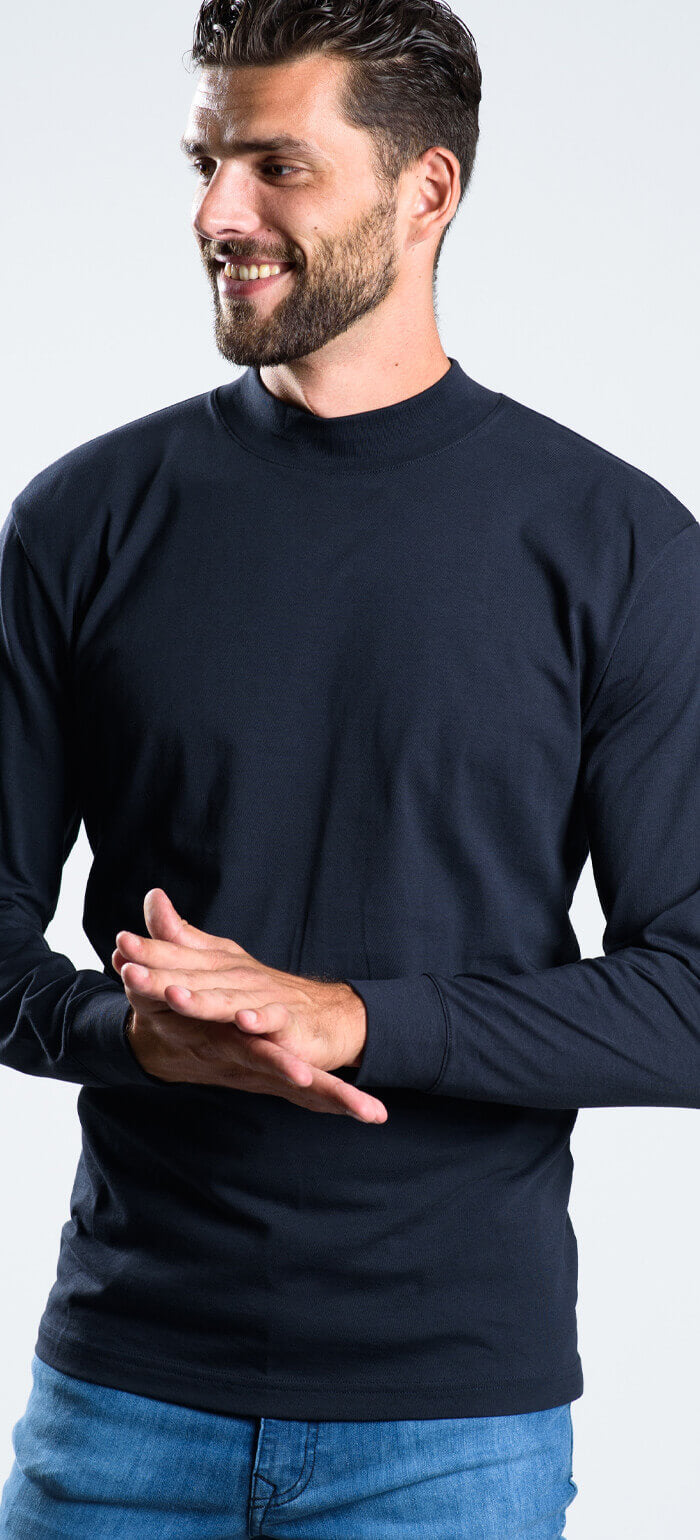 Navy blue cotton turtleneck