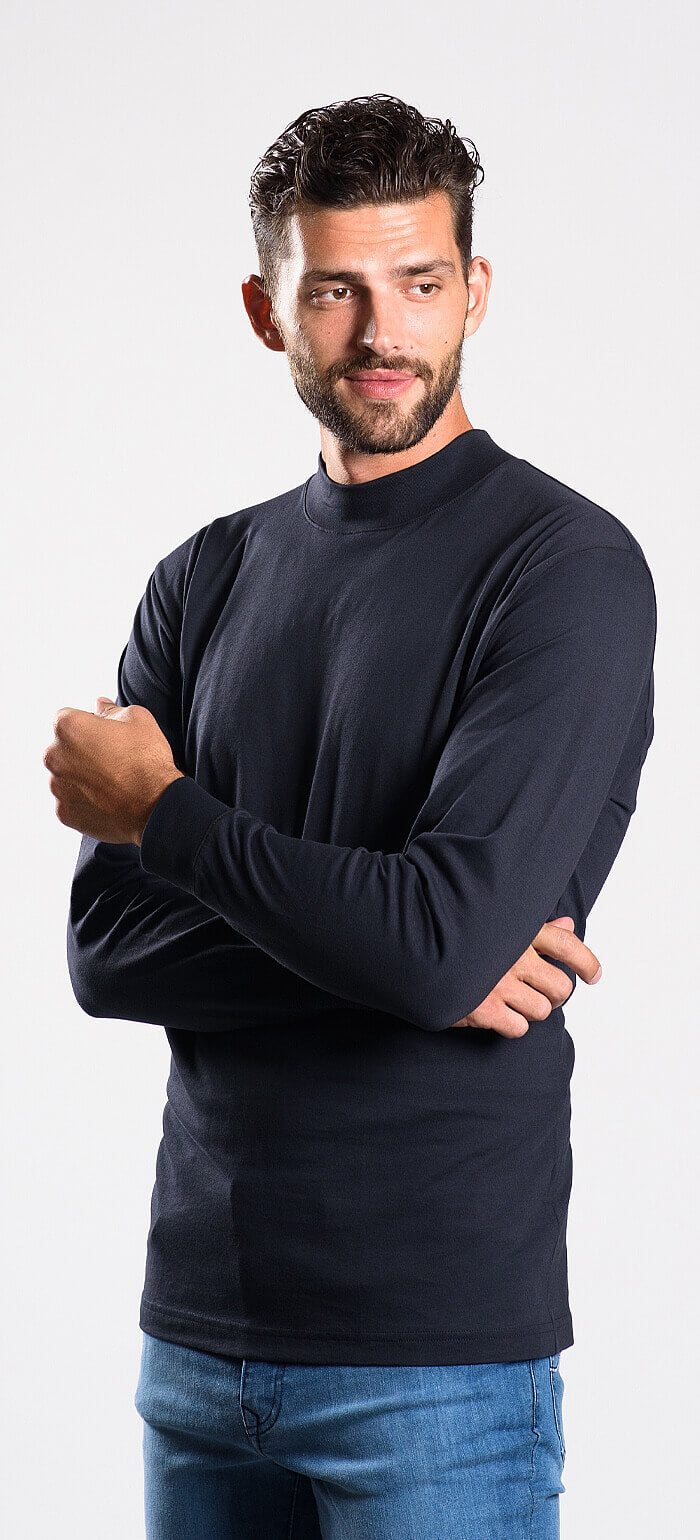 Navy blue cotton turtleneck