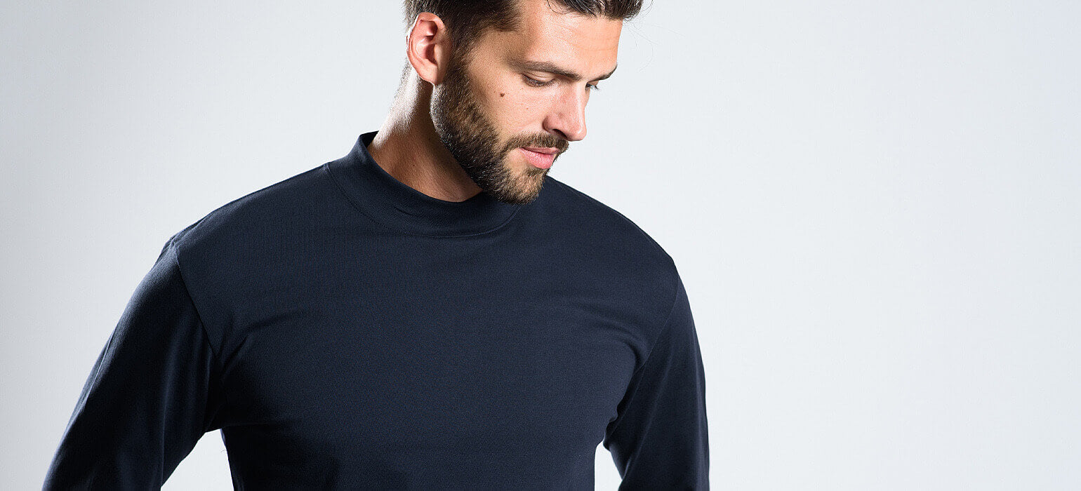 Navy blue cotton turtleneck