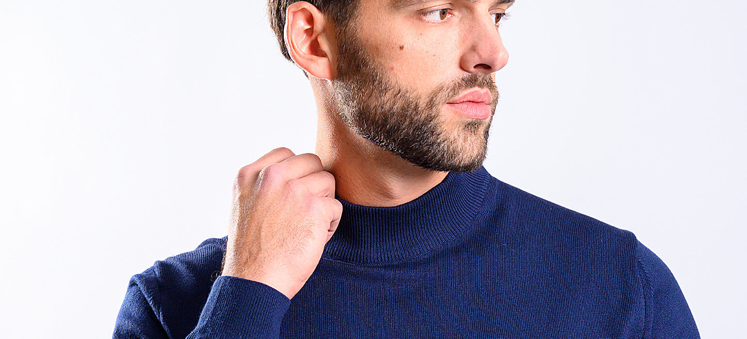 Navy blue cotton turtleneck