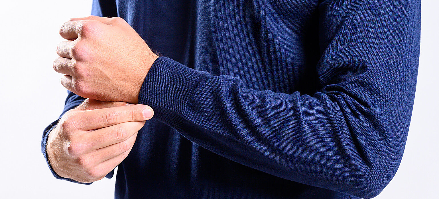 Navy blue cotton turtleneck