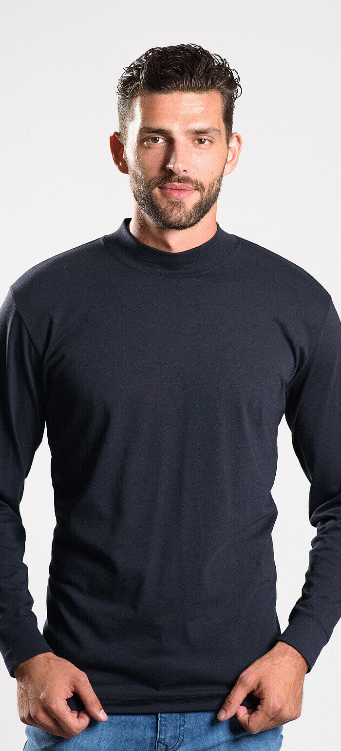 Navy blue cotton turtleneck
