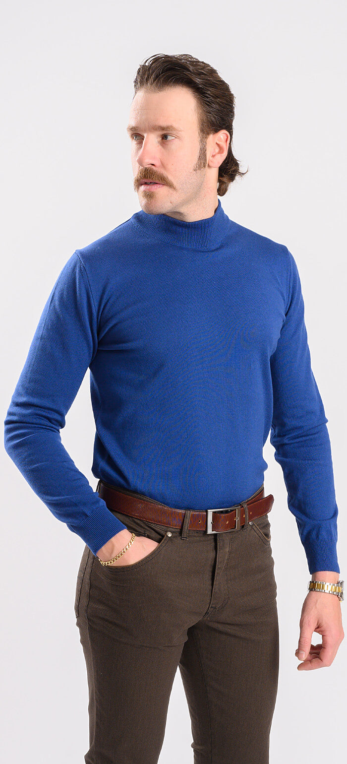Navy blue cotton turtleneck
