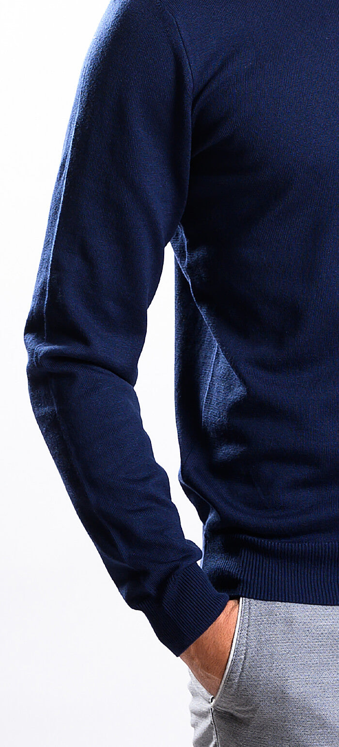 Navy blue cotton turtleneck