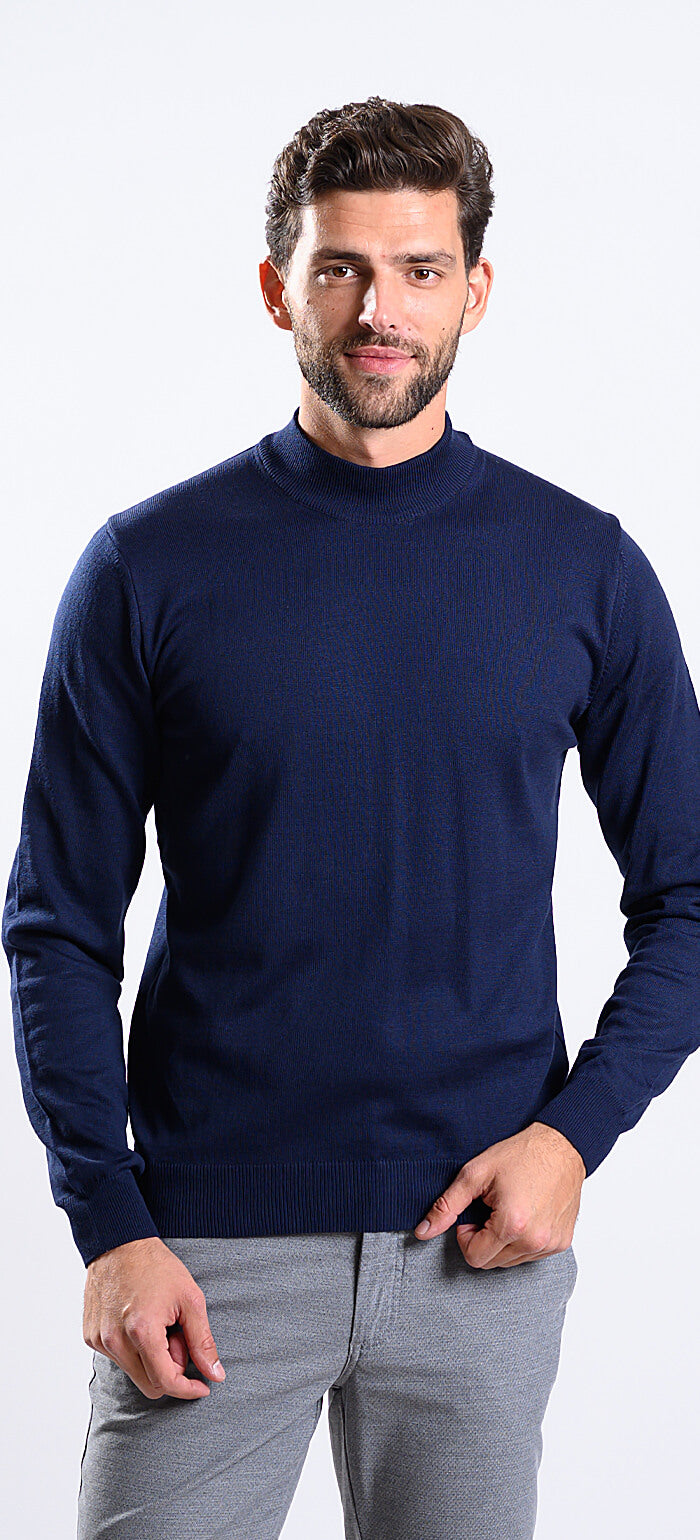 Navy blue cotton turtleneck