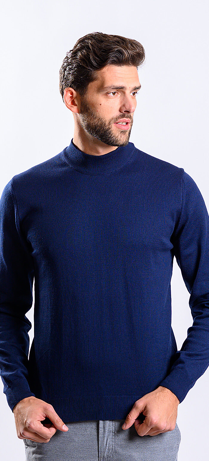 Navy blue cotton turtleneck