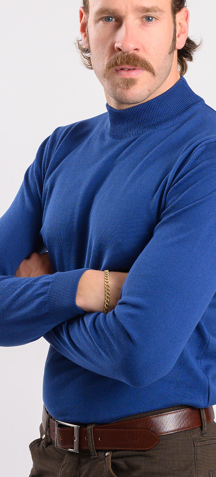 Navy blue cotton turtleneck