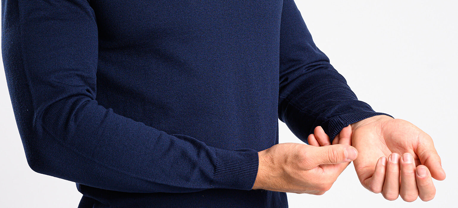 Navy cotton round neck sweater