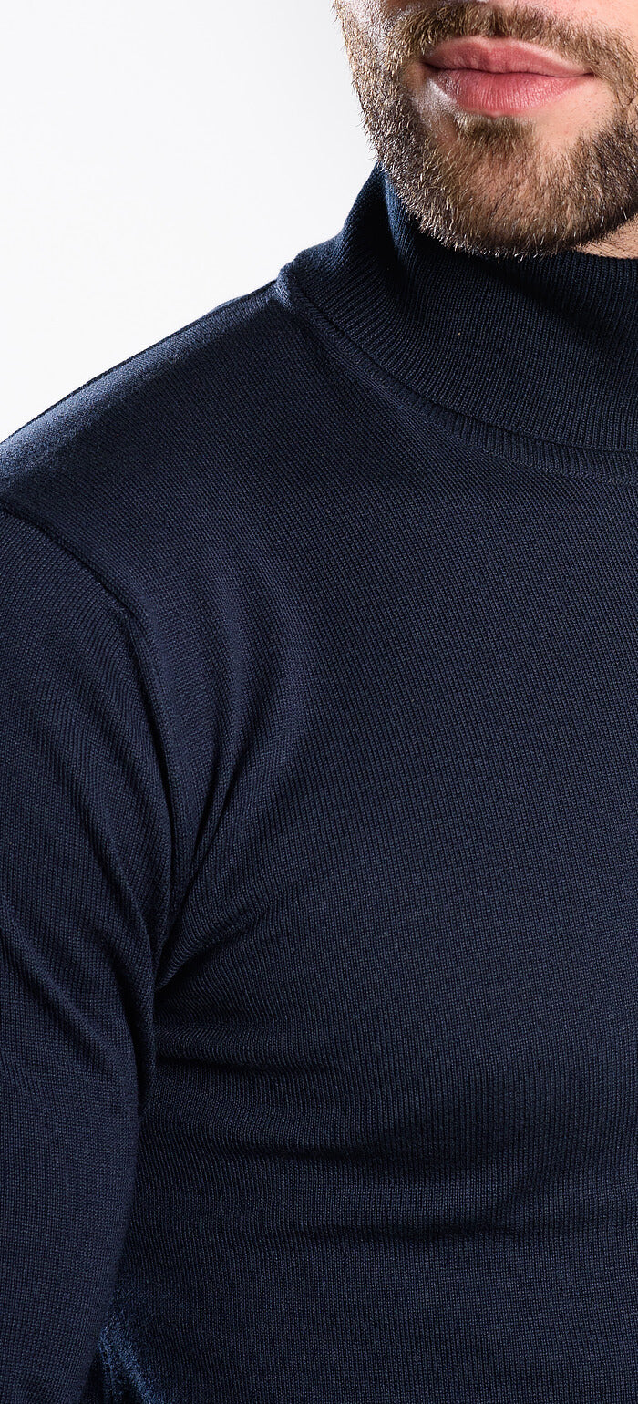 Navy blue cotton turtleneck