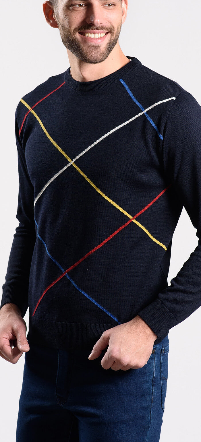 Navy blue patterned sweater