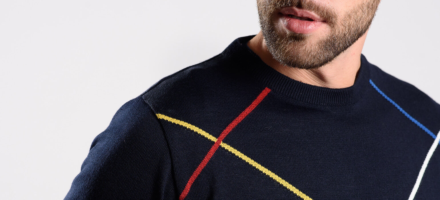 Navy blue patterned sweater