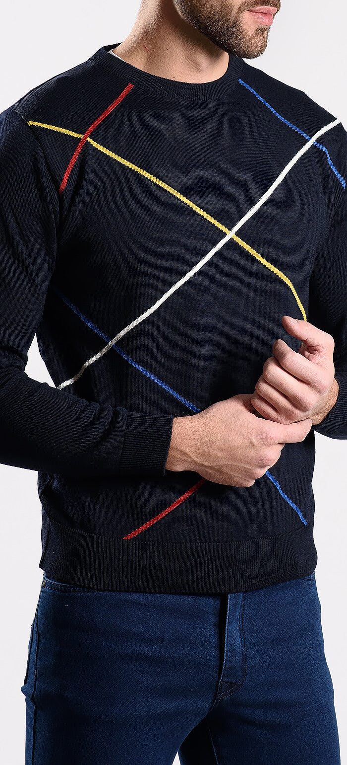 Navy blue patterned sweater