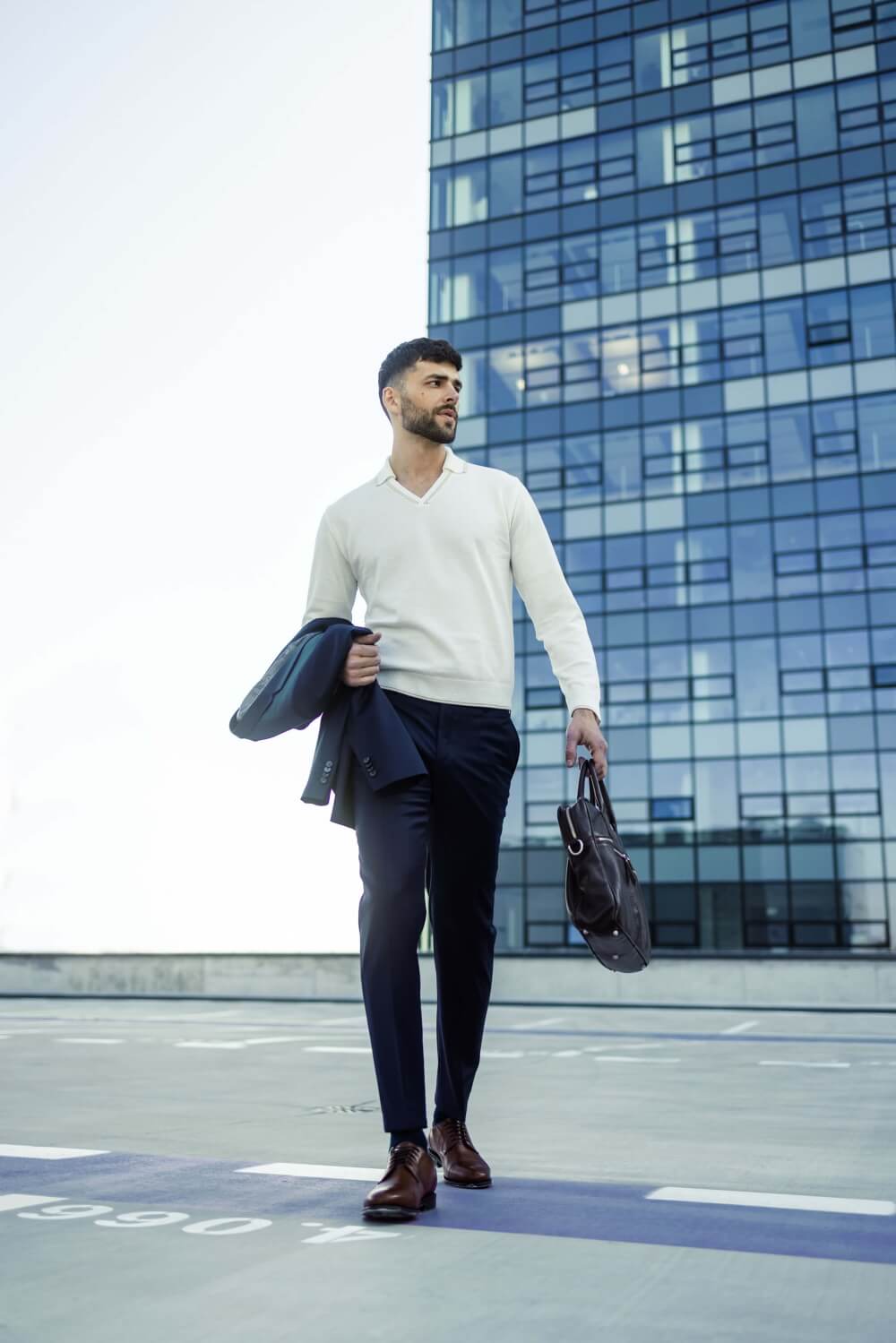 Navy blue slim fit suit XL