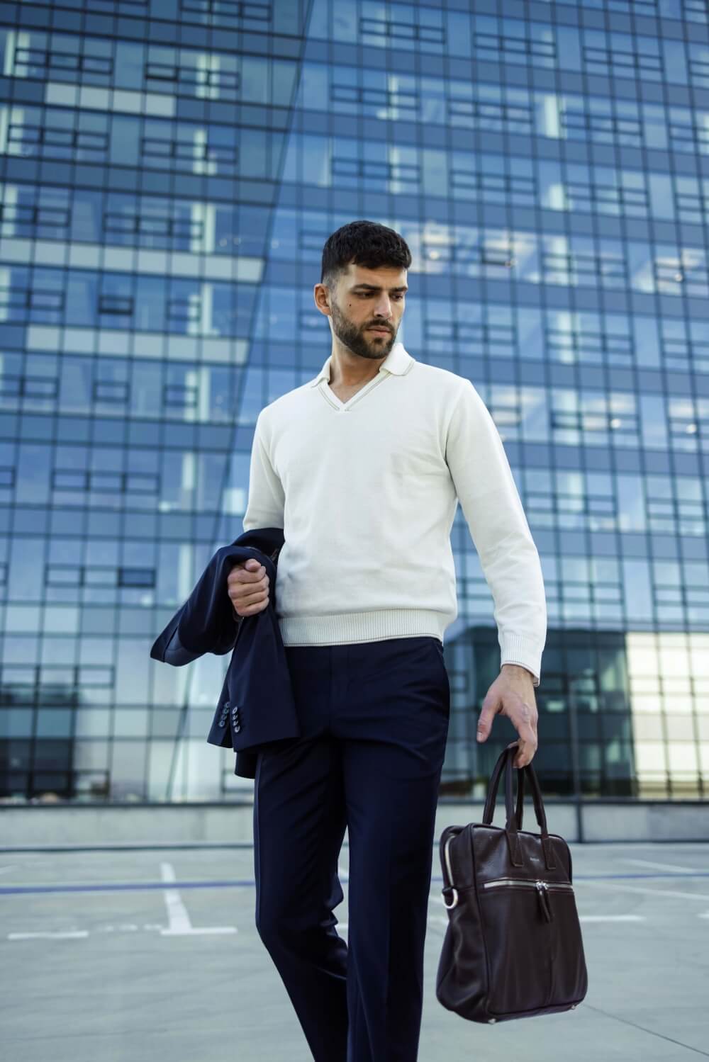 Navy blue slim fit suit XL