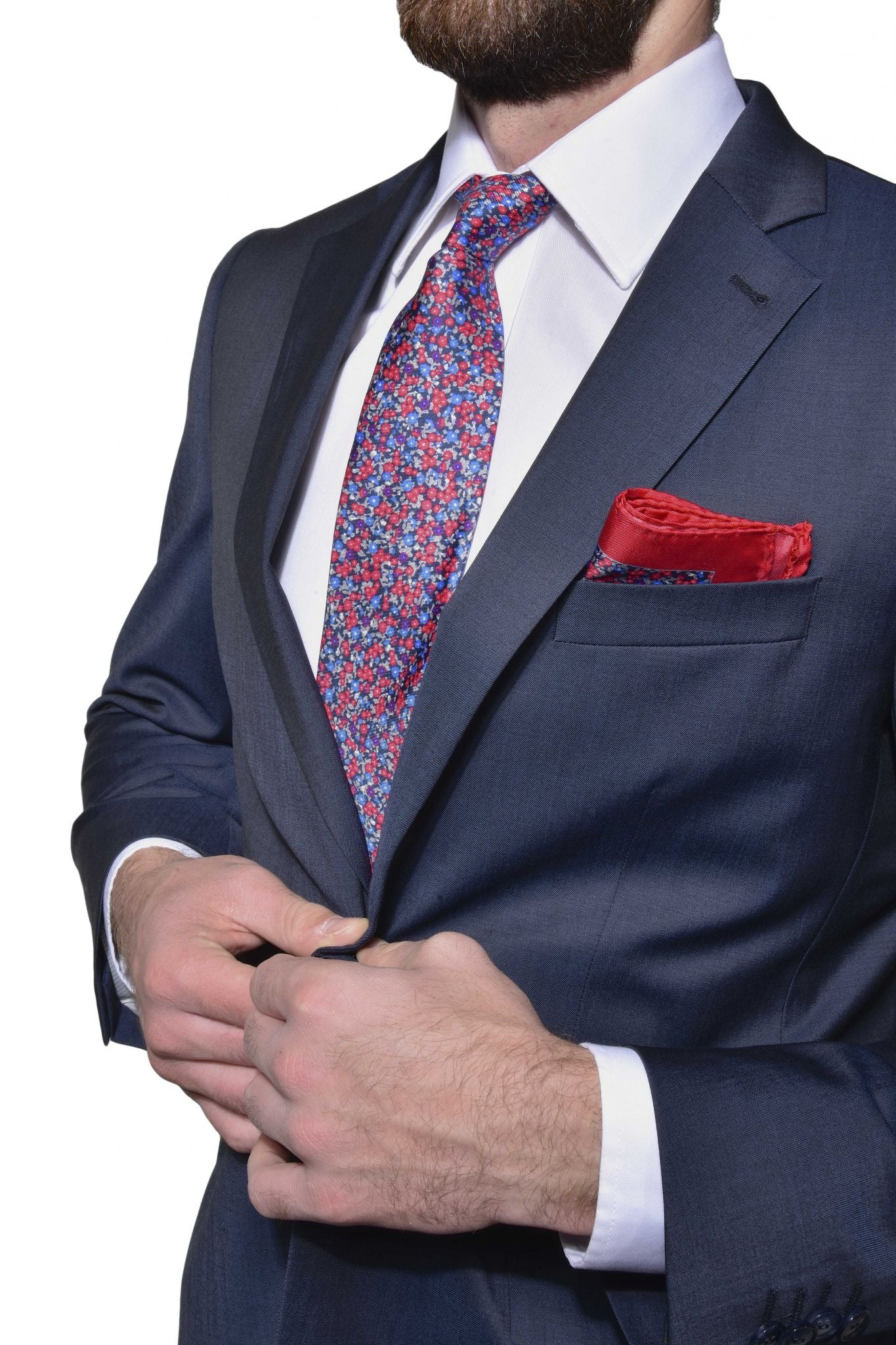 Navy blue wool slim fit suit