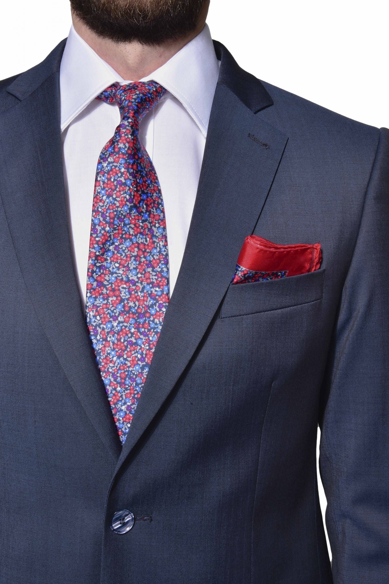 Navy blue wool slim fit suit