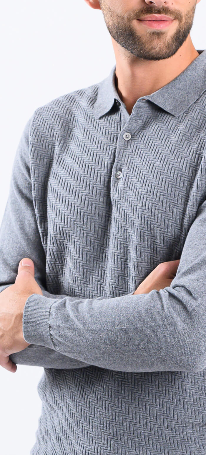 Dark gray knitted polo shirt